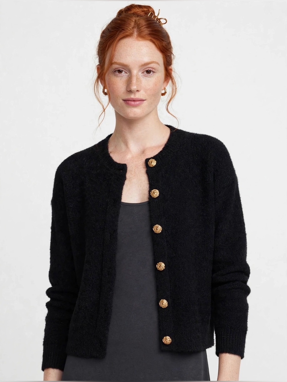 Black Button-Front Women's Sweater Cardigan